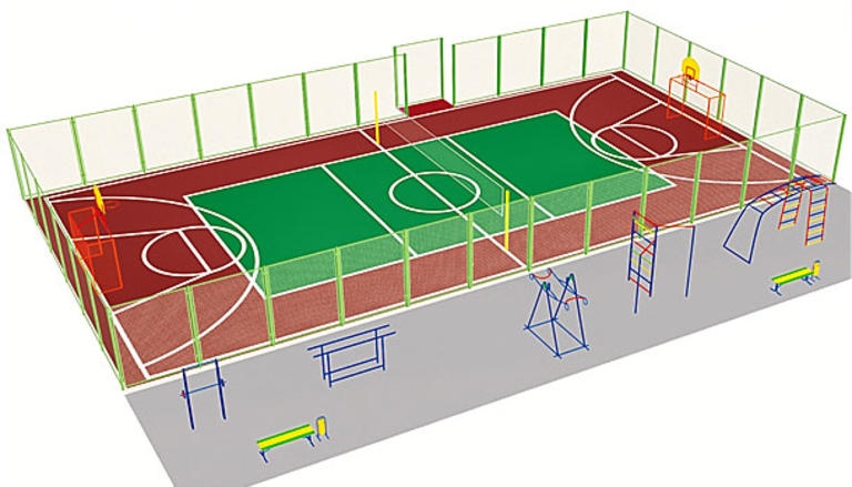 Рисунок спортивной площадки в школе