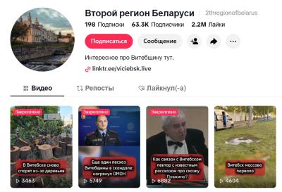 "Экстрэмісцкім" прызналі ТikTok-акаўнт «Второй регион Беларуси»